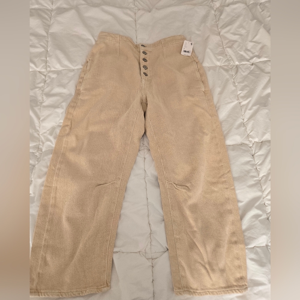 NWT, Free People Barrel Pants, Size 26 Cream